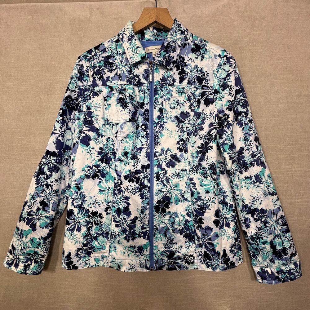 Studio Works Womens Floral Jacket Small Lightweight Gardencore Cottage‎ Retro